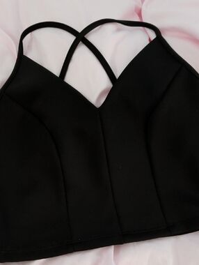 Dynamite Black Fitted Bustier Top with Thin Straps